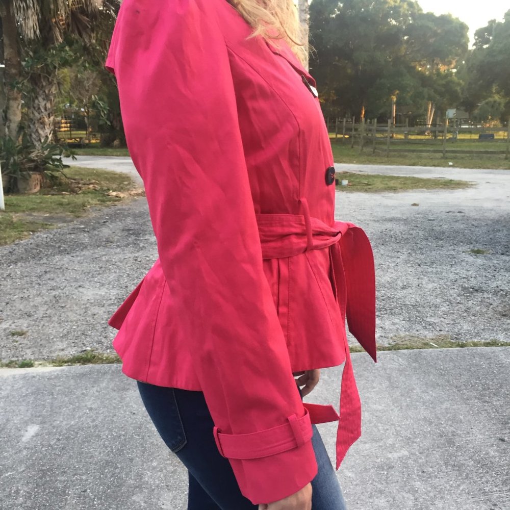🌧Pink Trench Coat, Black Rivet - Picture 4 of 12